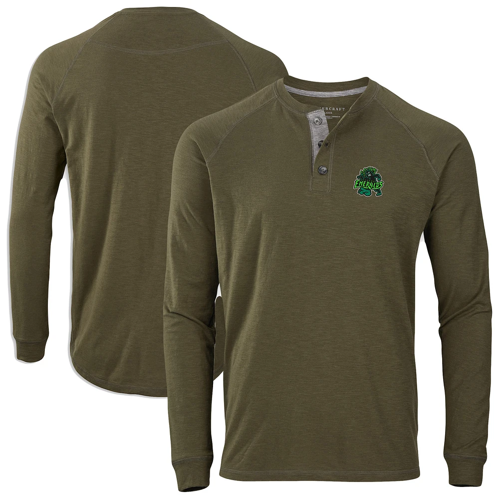 Men's Olive Eugene Emeralds Henley Long Sleeve T-Shirt