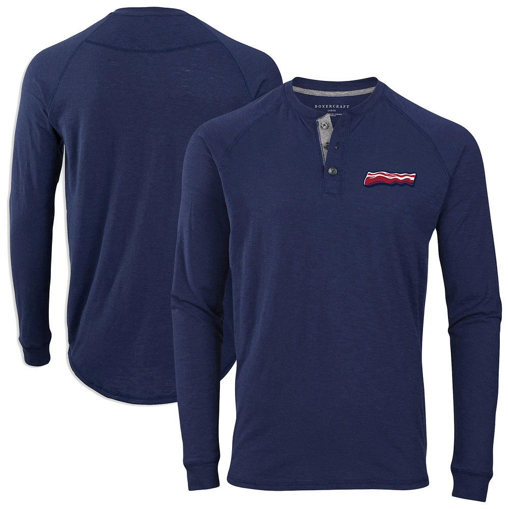 Men's Navy Lehigh Valley IronPigs Henley Long Sleeve T-Shirt