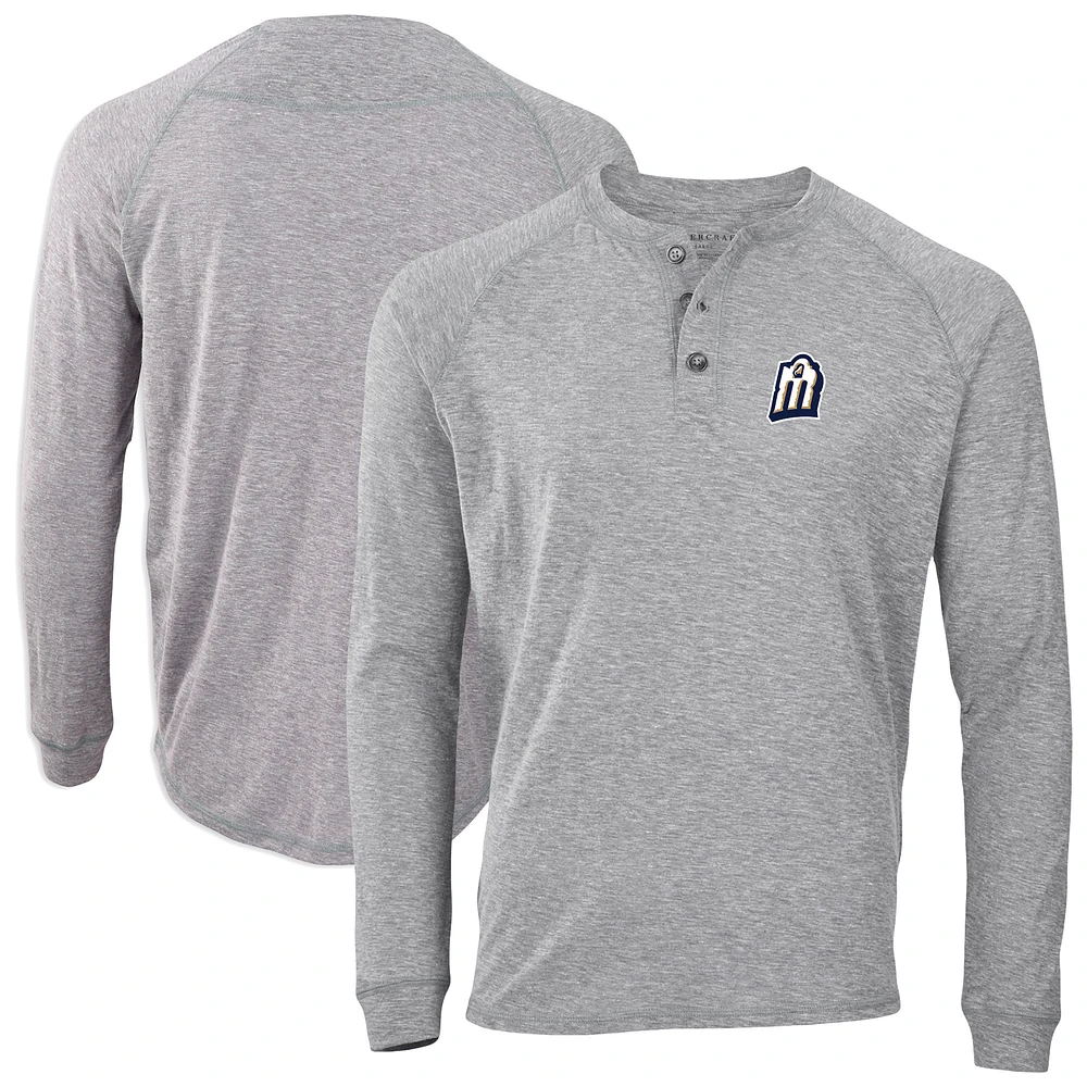 Men's Heather Gray San Antonio Missions Henley Long Sleeve T-Shirt