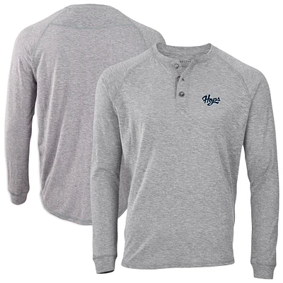 Men's Heather Gray Hillsboro Hops Henley Long Sleeve T-Shirt