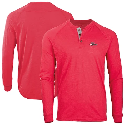 Men's Red Quad Cities River Bandits Henley Long Sleeve T-Shirt