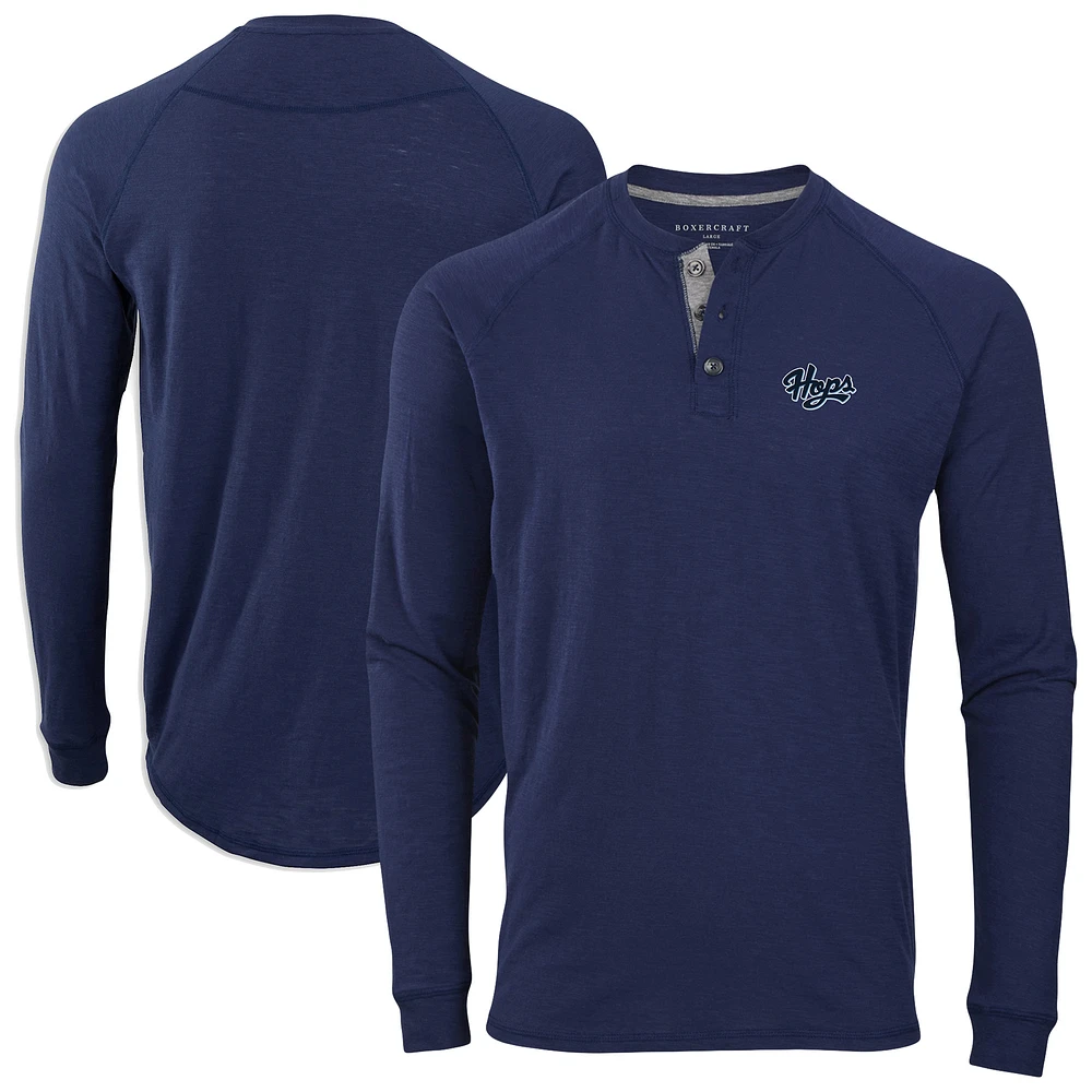 Men's Navy Hillsboro Hops Henley Long Sleeve T-Shirt