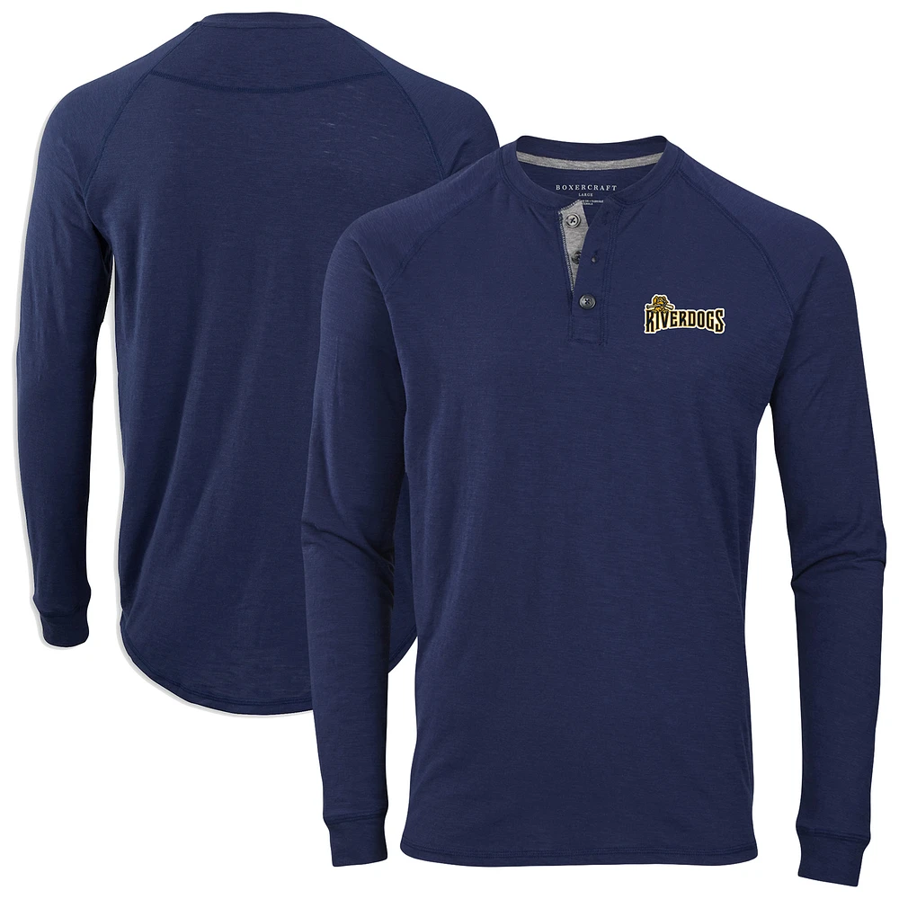 Men's Navy Charleston RiverDogs Henley Long Sleeve T-Shirt