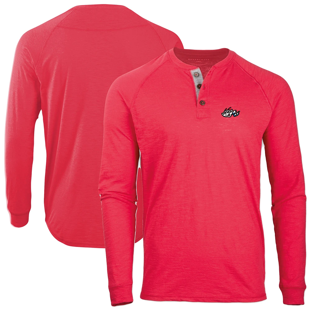 Men's Red Rocket City Trash Pandas Henley Long Sleeve T-Shirt