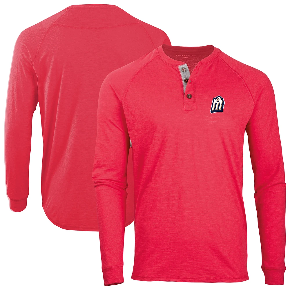 Men's Red San Antonio Missions Henley Long Sleeve T-Shirt