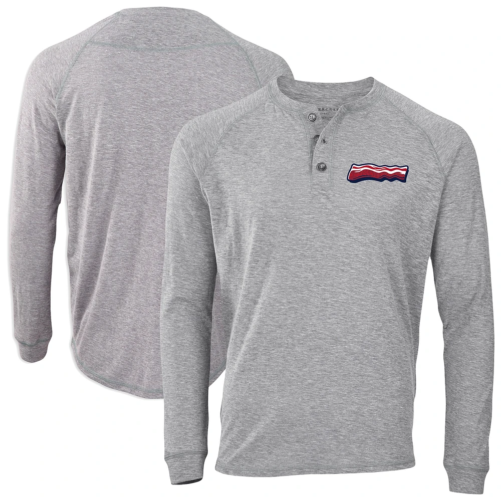 Men's Heather Gray Lehigh Valley IronPigs Henley Long Sleeve T-Shirt