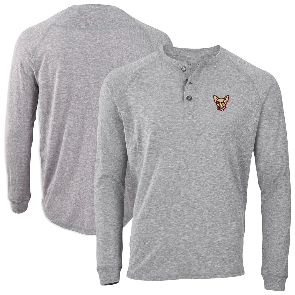 Men's Heather Gray El Paso Chihuahuas Henley Long Sleeve T-Shirt