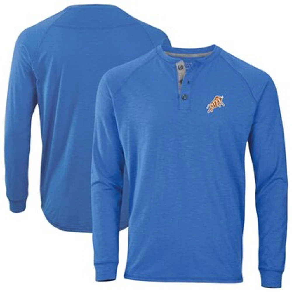 Men's Blue Durham Bulls Henley Long Sleeve T-Shirt