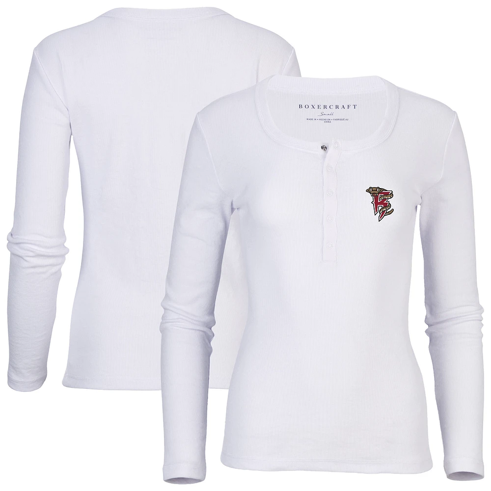 Women's White Wisconsin Timber Rattlers Harper Henley Long Sleeve T-Shirt