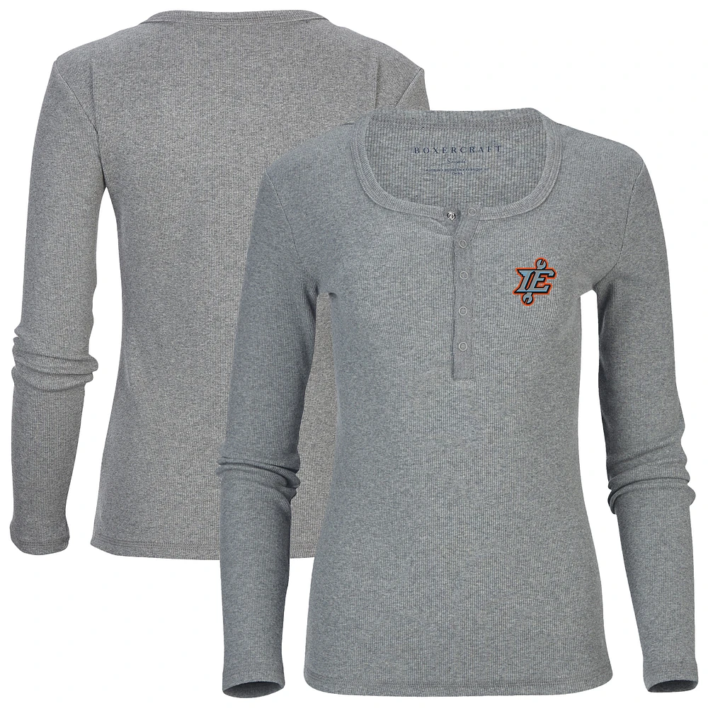 Women's Heather Gray Inland Empire 66ers Harper Henley Long Sleeve T-Shirt