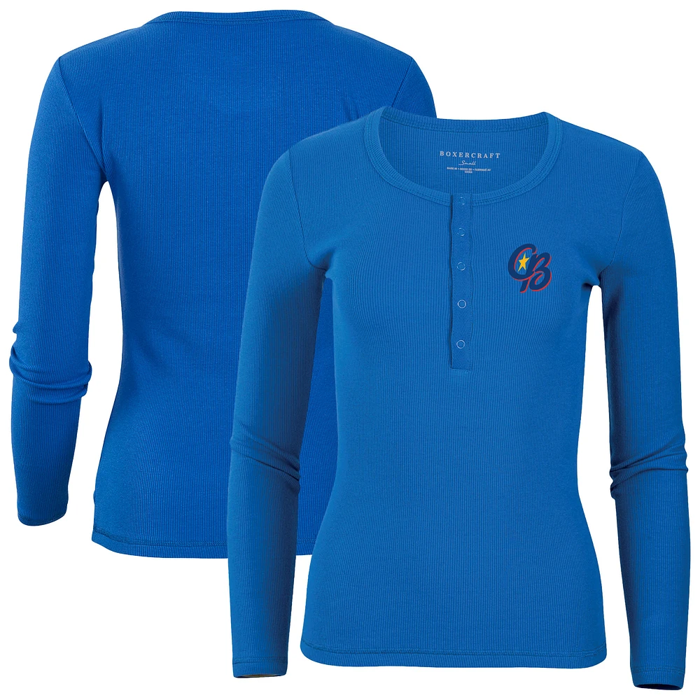 Women's Royal Kannapolis Cannon Ballers Harper Henley Long Sleeve T-Shirt