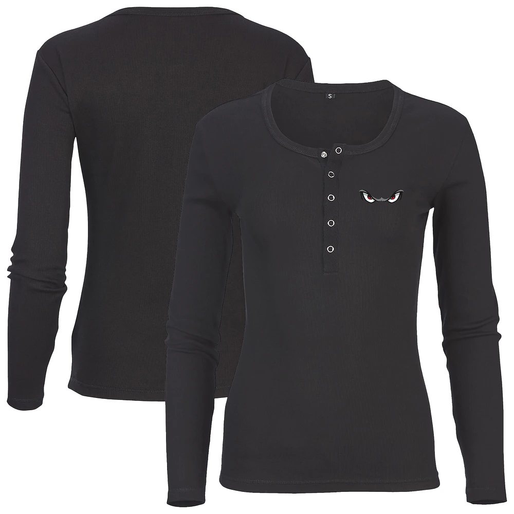 Women's Black Lake Elsinore Storm Harper Henley Long Sleeve T-Shirt