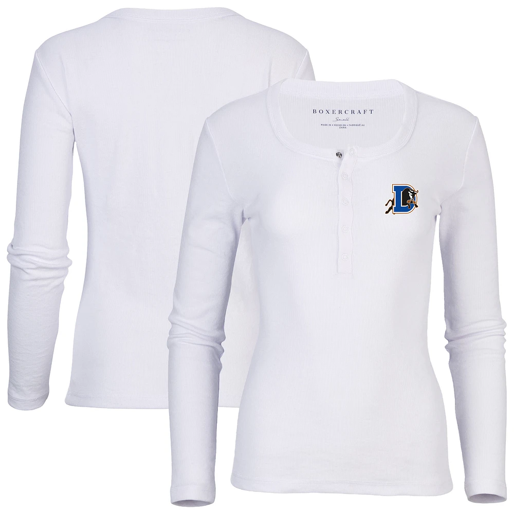 Women's White Durham Bulls Harper Henley Long Sleeve T-Shirt