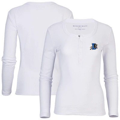 Women's White Durham Bulls Harper Henley Long Sleeve T-Shirt
