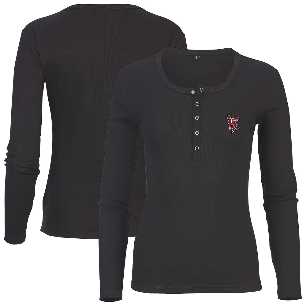 Women's Black Wisconsin Timber Rattlers Harper Henley Long Sleeve T-Shirt