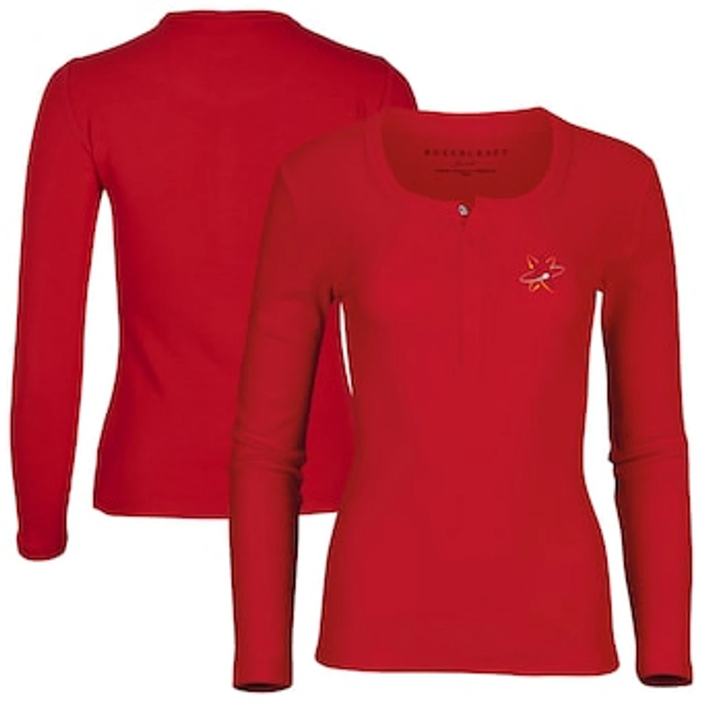 Women's Red Albuquerque Isotopes Harper Henley Long Sleeve T-Shirt