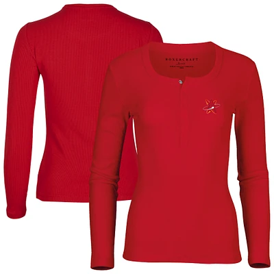 Women's Red Albuquerque Isotopes Harper Henley Long Sleeve T-Shirt