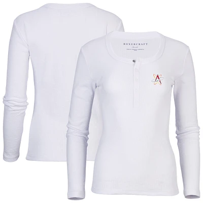 Women's White Albuquerque Isotopes Harper Henley Long Sleeve T-Shirt