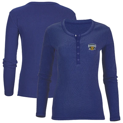 Women's Navy Charleston RiverDogs Harper Henley Long Sleeve T-Shirt