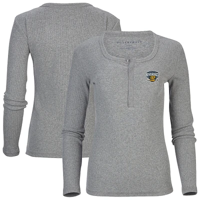 Women's Heather Gray Charleston RiverDogs Harper Henley Long Sleeve T-Shirt