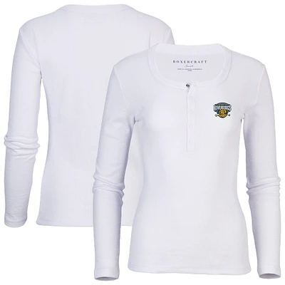 Women's White Charleston RiverDogs Harper Henley Long Sleeve T-Shirt