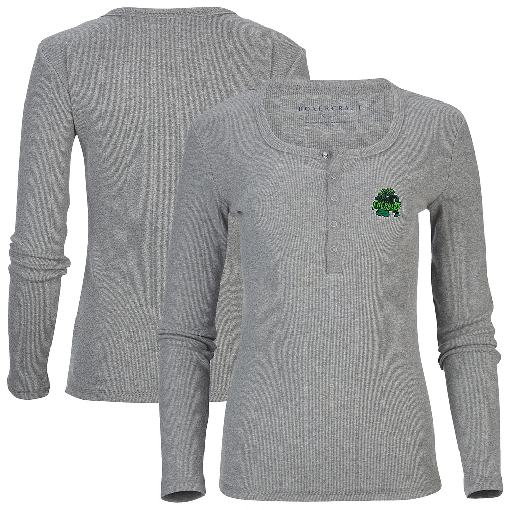 Women's Heather Gray Eugene Emeralds Harper Henley Long Sleeve T-Shirt