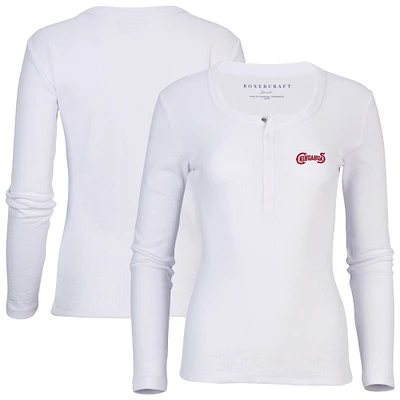 Women's White El Paso Chihuahuas Harper Henley Long Sleeve T-Shirt