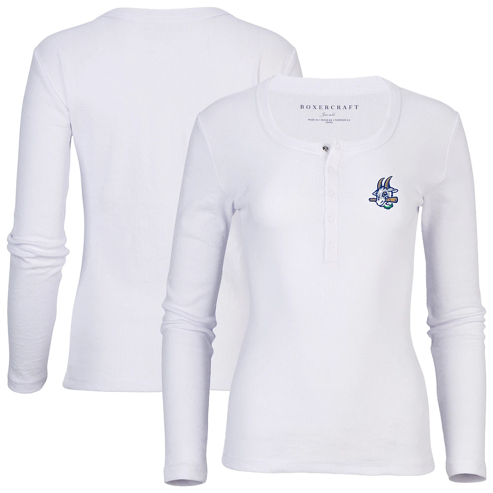 Women's White Hartford Yard Goats Harper Henley Long Sleeve T-Shirt