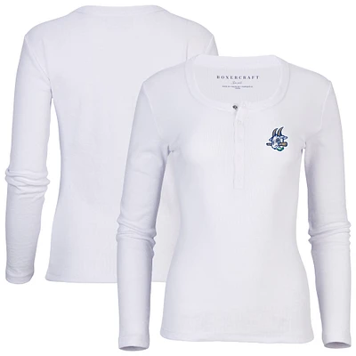 Women's White Hartford Yard Goats Harper Henley Long Sleeve T-Shirt