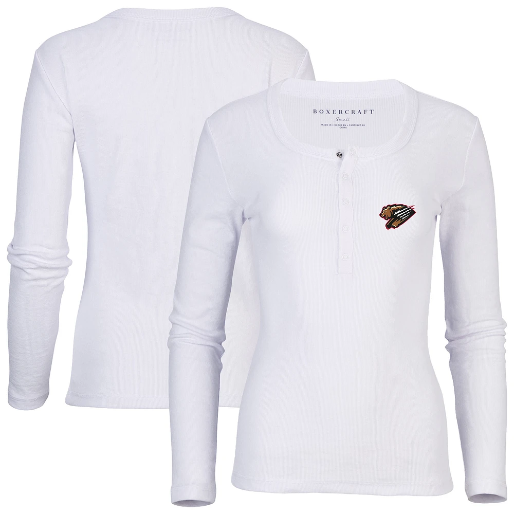Women's White Fresno Grizzlies Harper Henley Long Sleeve T-Shirt