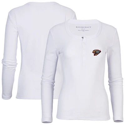 Women's White Fresno Grizzlies Harper Henley Long Sleeve T-Shirt