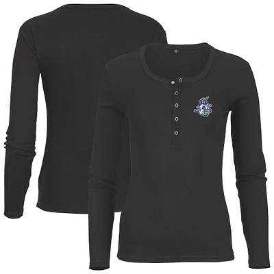 Women's Black Hartford Yard Goats Harper Henley Long Sleeve T-Shirt