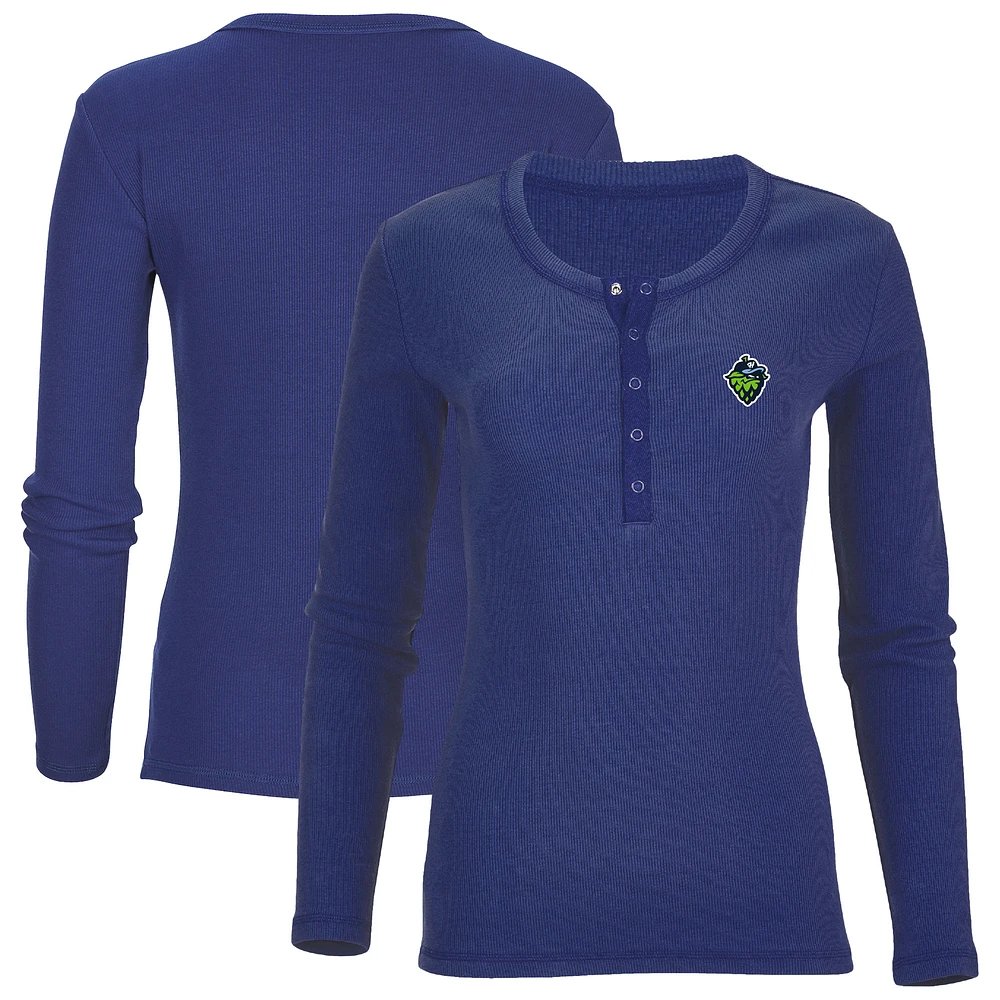 Women's Navy Hillsboro Hops Harper Henley Long Sleeve T-Shirt