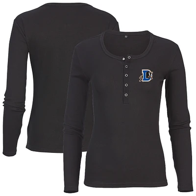 Women's Black Durham Bulls Harper Henley Long Sleeve T-Shirt