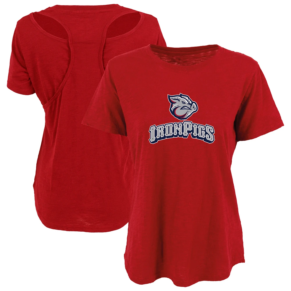 Women's Red Lehigh Valley IronPigs Cut It Out T-Shirt
