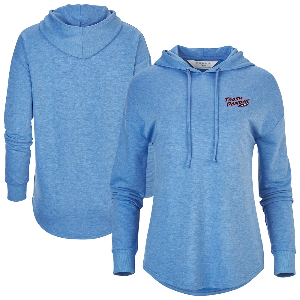 Women's Heather Blue Rocket City Trash Pandas Dream Fleece Tri-Blend Pullover Hoodie
