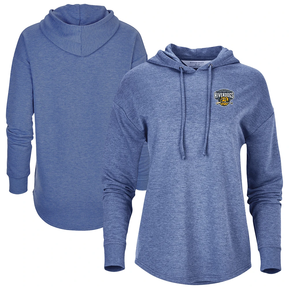Women's Heather Navy Charleston RiverDogs Dream Fleece Tri-Blend Pullover Hoodie