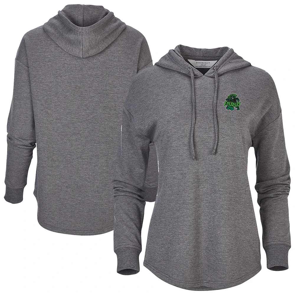 Women's Heather Black Eugene Emeralds Dream Fleece Tri-Blend Pullover Hoodie