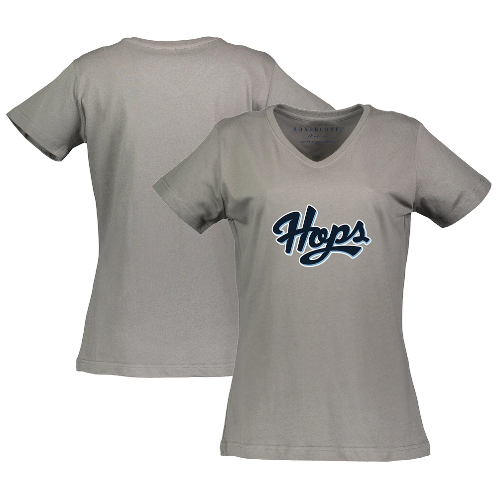 Women's Gray Hillsboro Hops Essential V-Neck T-Shirt