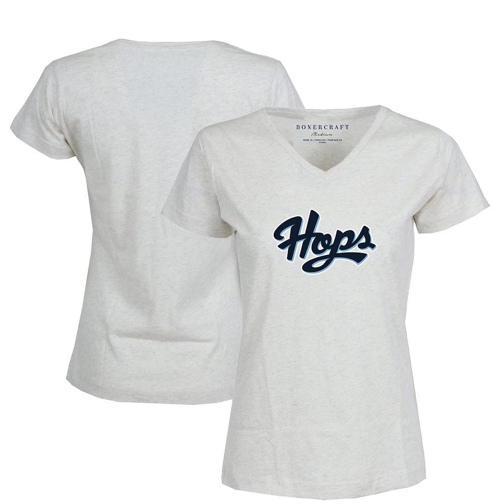 Women's Natural Hillsboro Hops Essential V-Neck T-Shirt