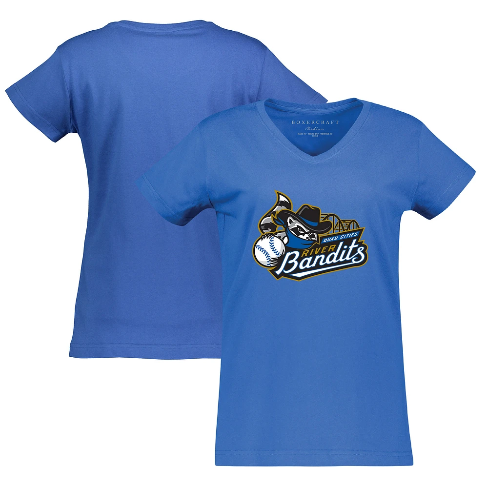 Women's Royal Quad Cities River Bandits Essential V-Neck T-Shirt