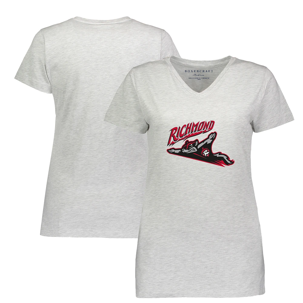 Women's Heather Gray Richmond Flying Squirrels Essential V-Neck T-Shirt