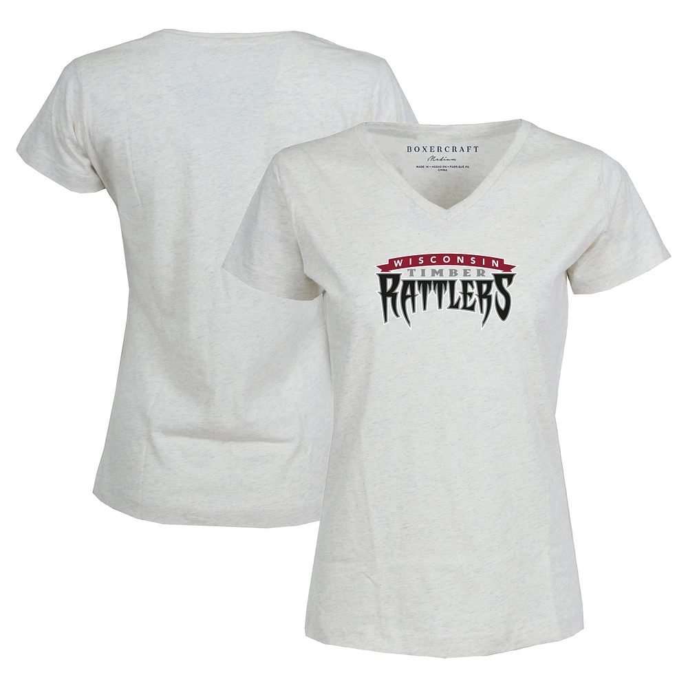 Women's Natural Wisconsin Timber Rattlers Essential V-Neck T-Shirt