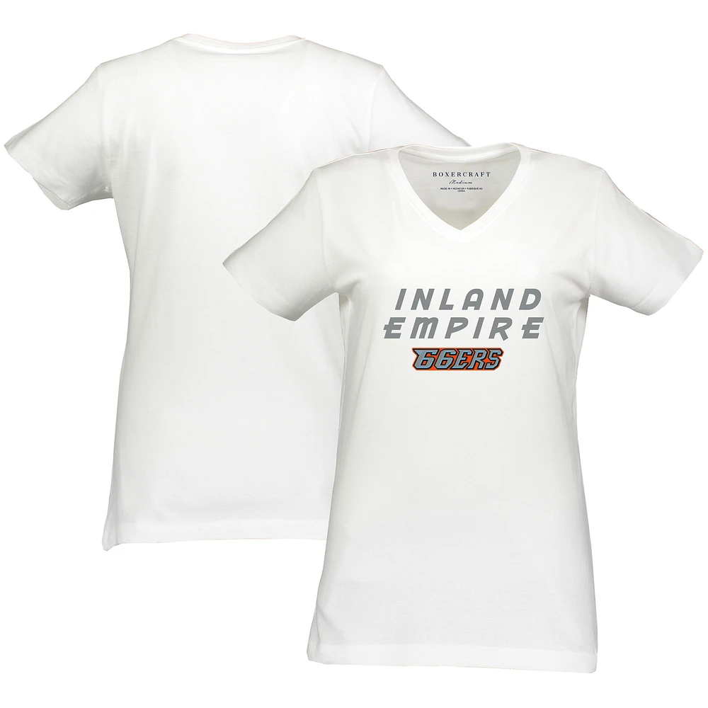 Women's White Inland Empire 66ers Essential V-Neck T-Shirt
