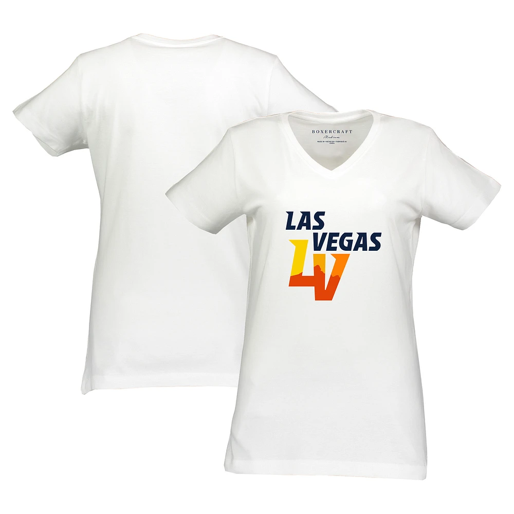 Women's White Las Vegas Aviators Essential V-Neck T-Shirt
