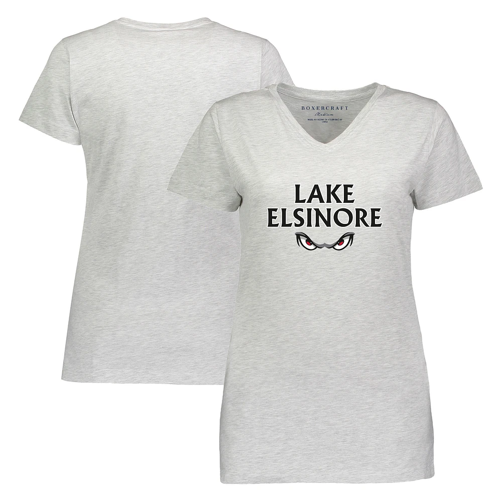 Women's Heather Gray Lake Elsinore Storm Essential V-Neck T-Shirt