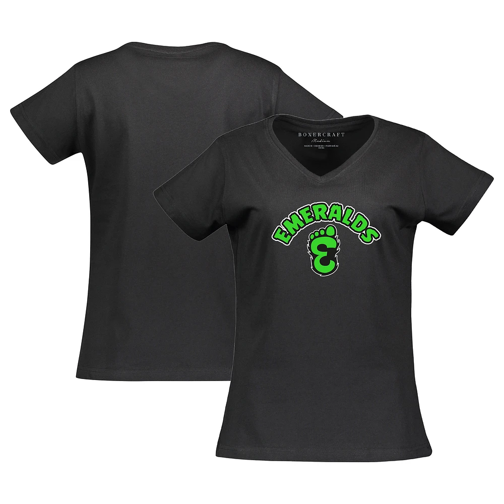 Women's Black Eugene Emeralds Essential V-Neck T-Shirt