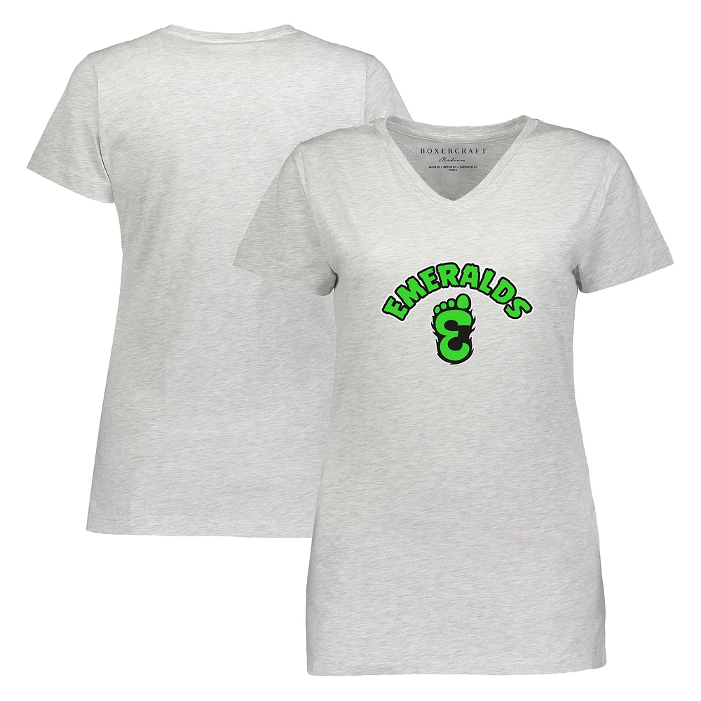 Women's Heather Gray Eugene Emeralds Essential V-Neck T-Shirt