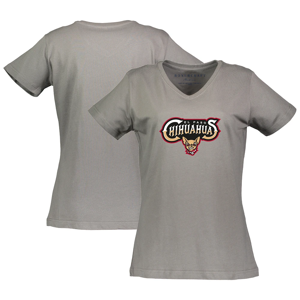 Women's Gray El Paso Chihuahuas Essential V-Neck T-Shirt