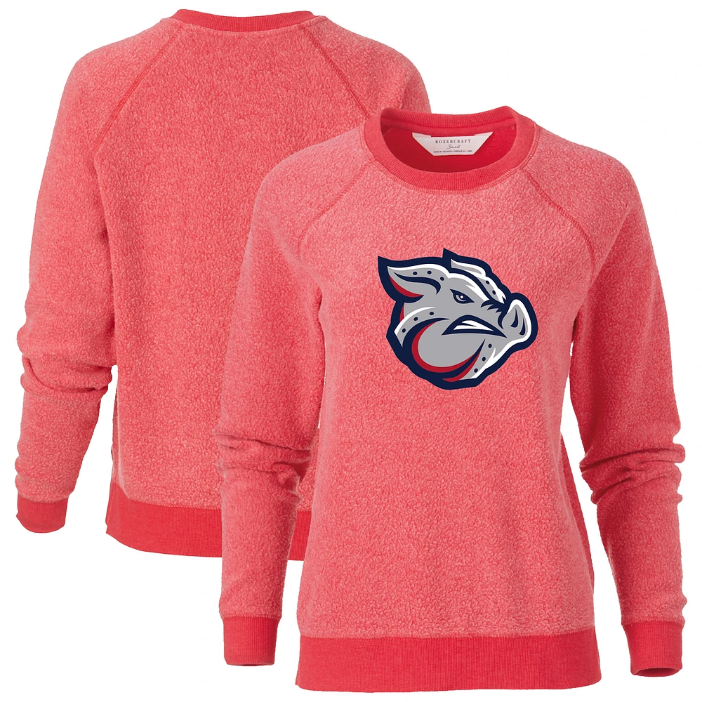 Women's Red Lehigh Valley IronPigs Fleece Out Pullover Sweatshirt